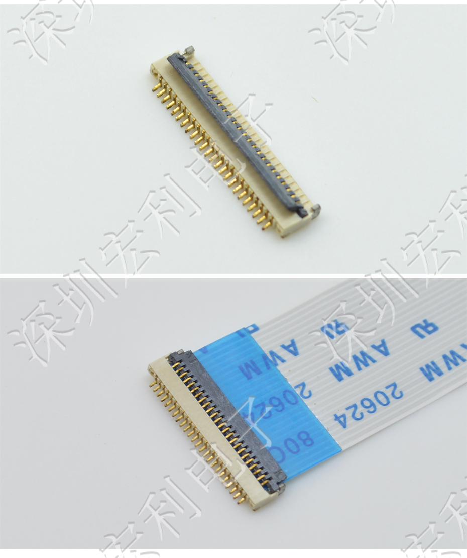 超薄麻豆免费电影 间距0.5mm-40PIN翻盖 塑高H1.0mm FPC插座超薄