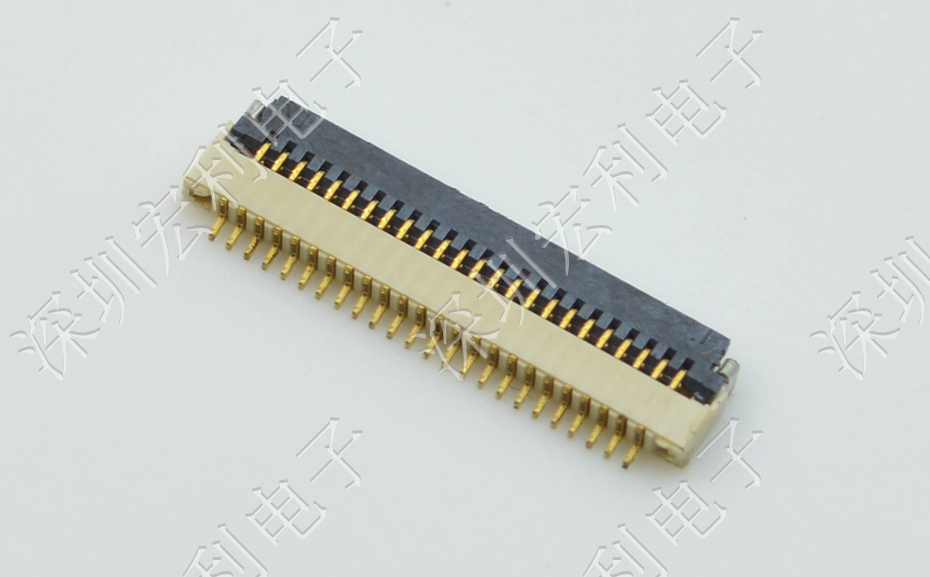 超薄麻豆免费电影 间距0.5mm-40PIN翻盖 塑高H1.0mm FPC插座超薄