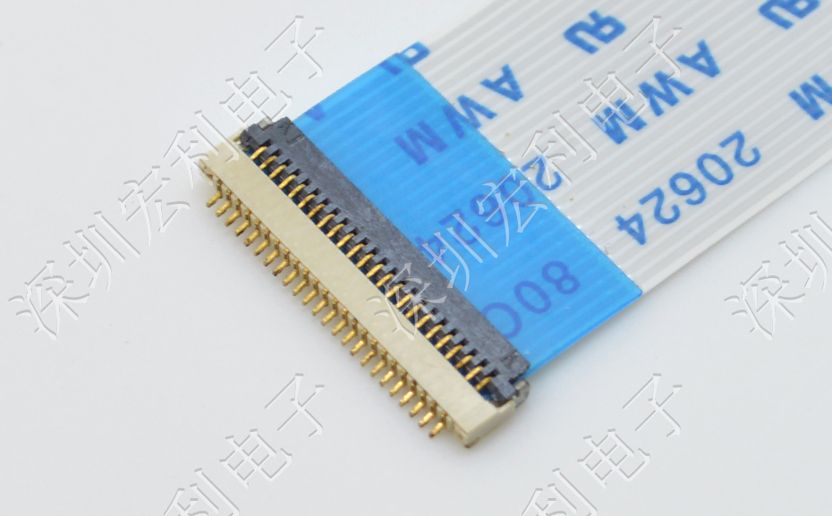 超薄麻豆免费电影 间距0.5mm-40PIN翻盖 塑高H1.0mm FPC插座超薄